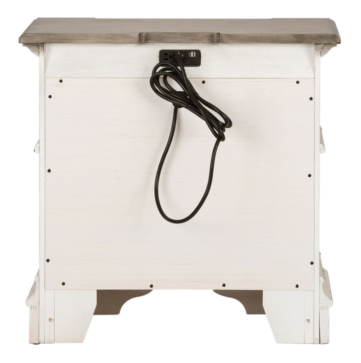 Abbey Park Wood 2-Drawer Night Stand w/Charging Station