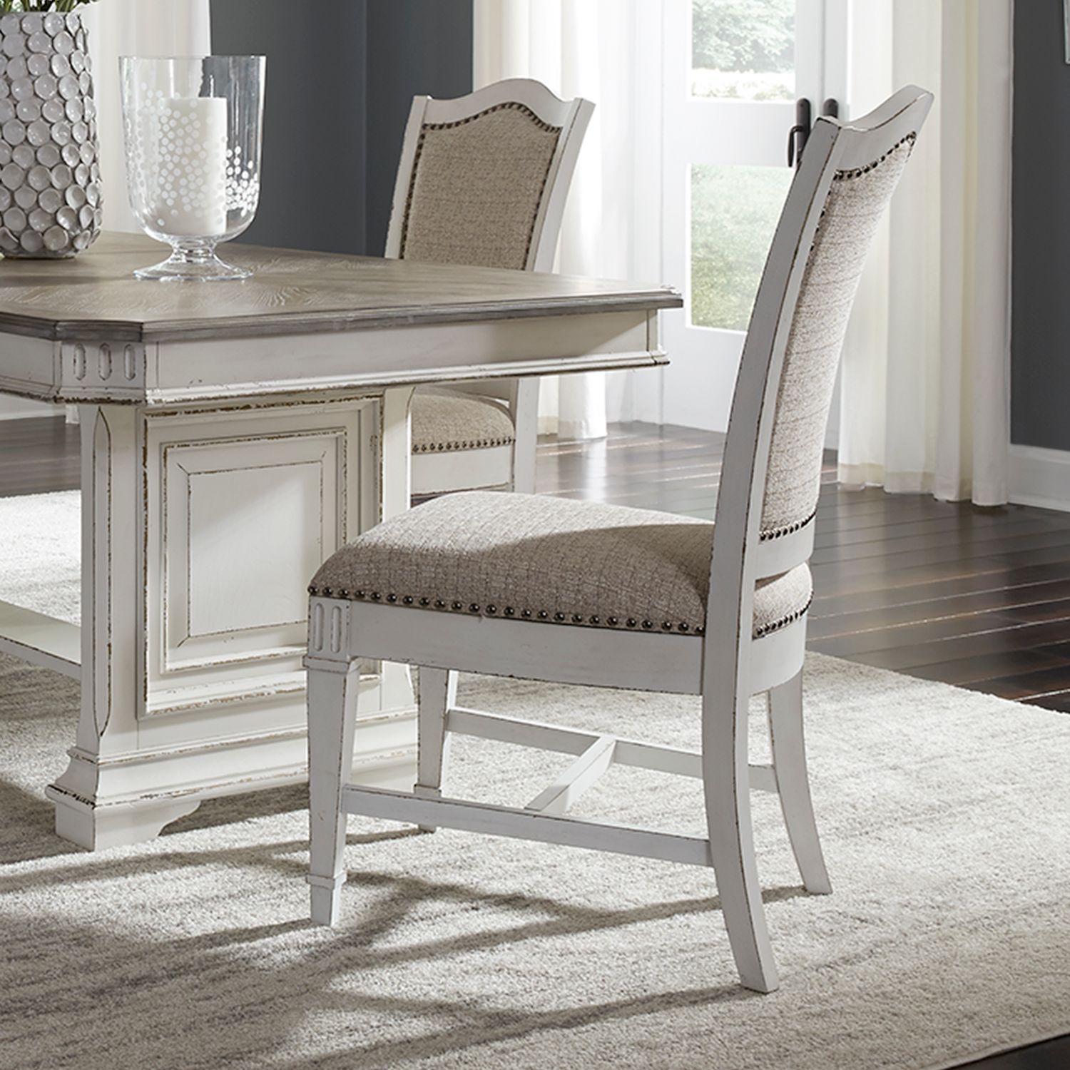 Abbey Park Chenille/Wood Side Chair