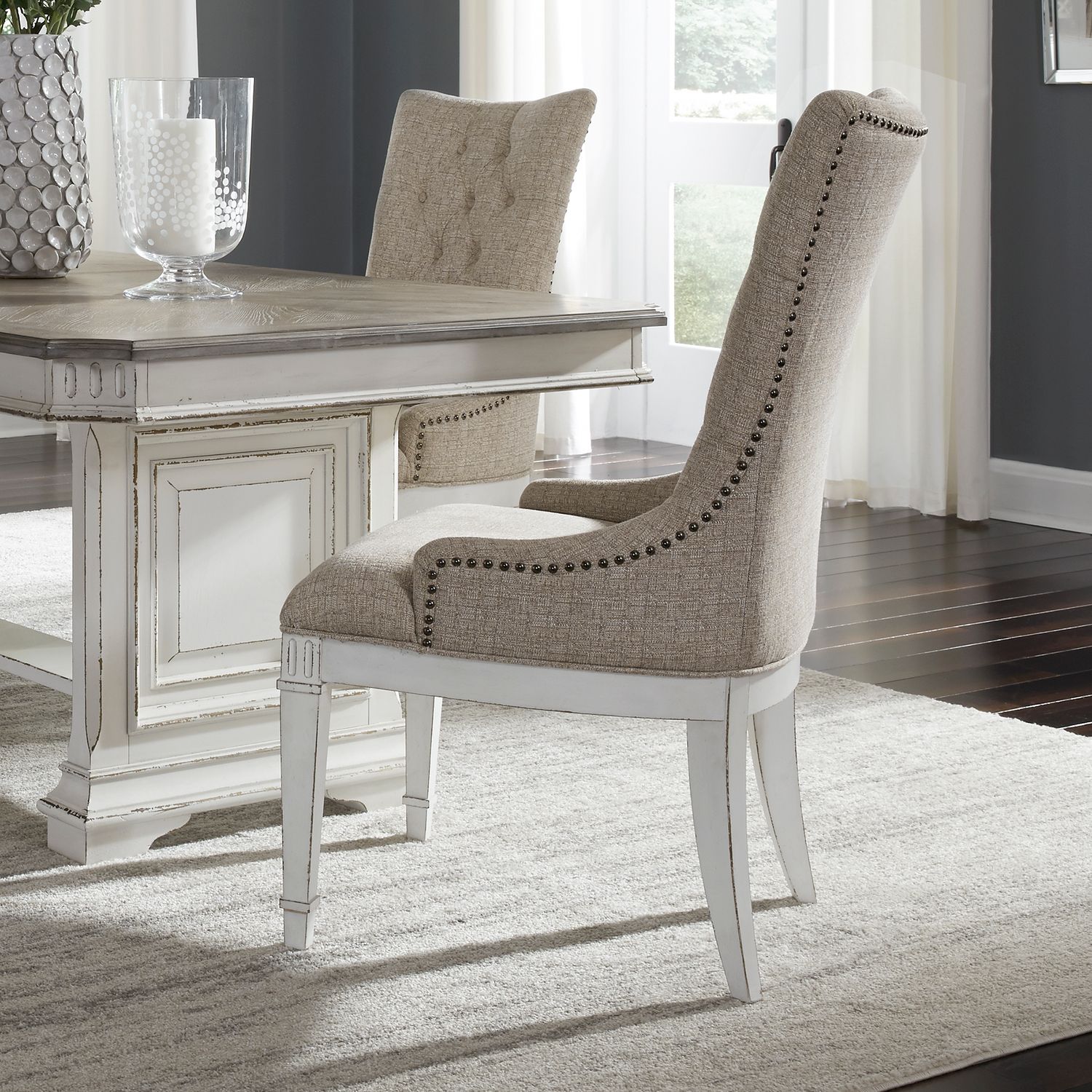 Abbey Park Chenille/Wood Hostess Chair