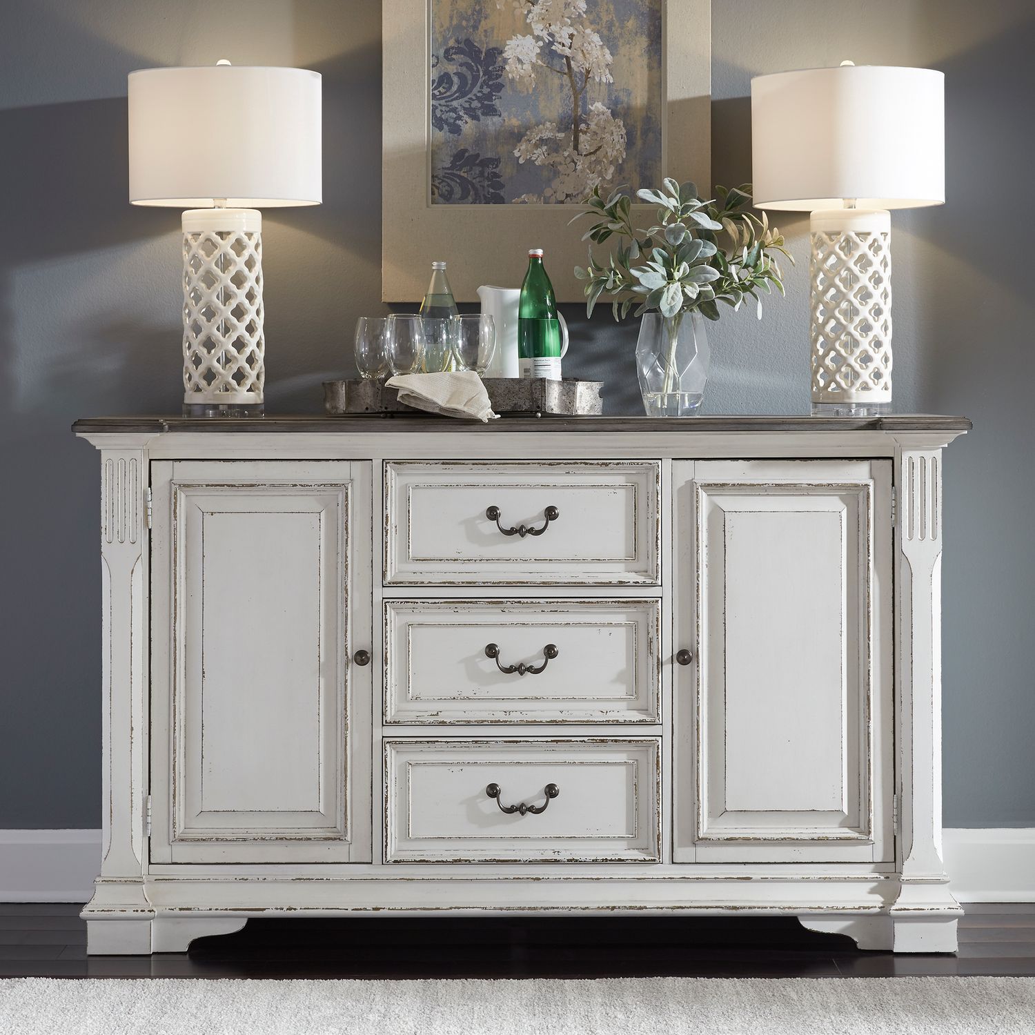 Abbey Park Wood 2-Door 3-Drawer Buffet