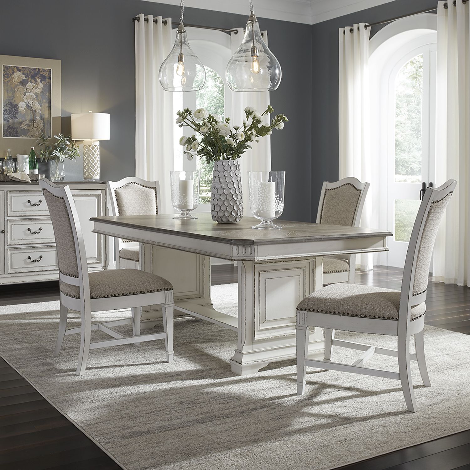 Abbey Park Chenille/Wood Side Chair