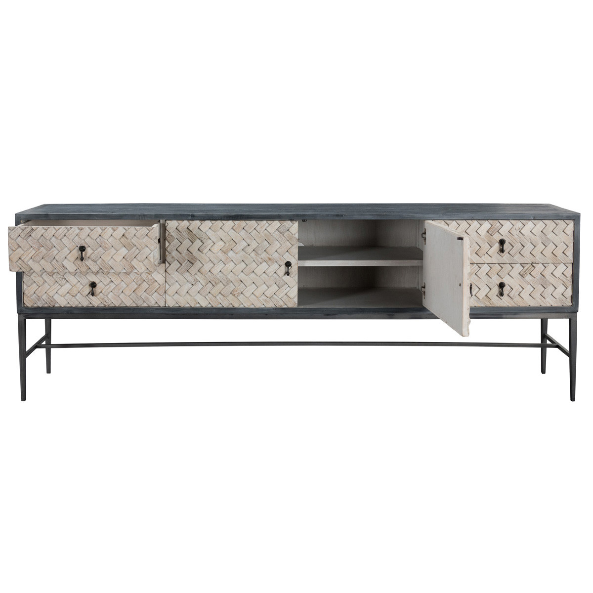 Alpine Wood 4-Drawer 2-Door Sideboard