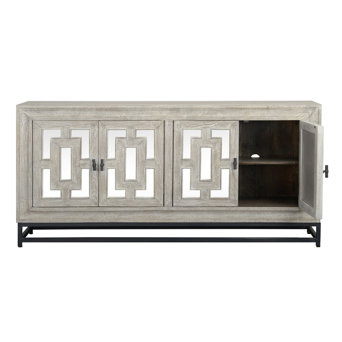 Artemis Wood 4-Door Sideboard w/Mirrored Doors