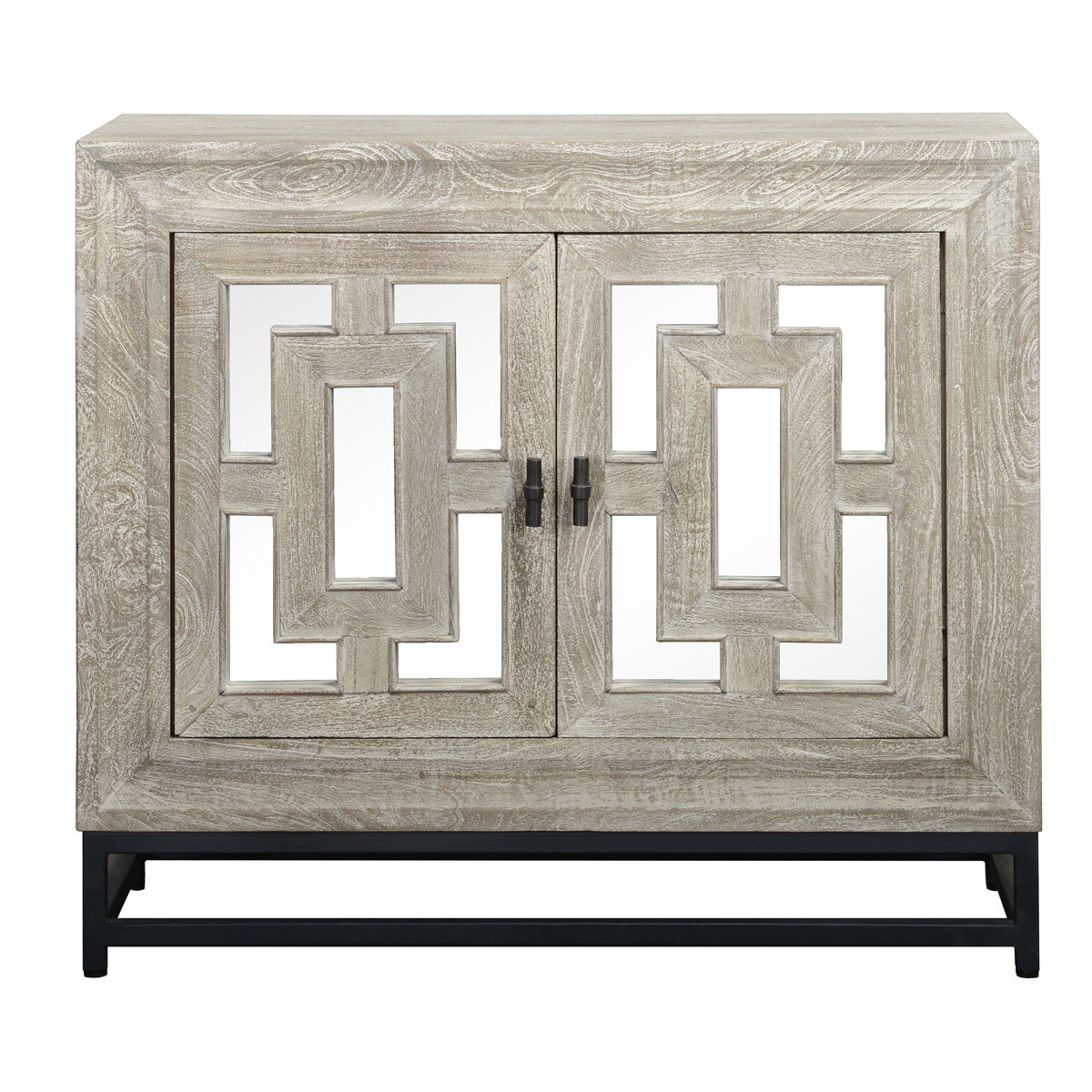 Artemis Wood 2-Door Cabinet w/Mirrored Doors