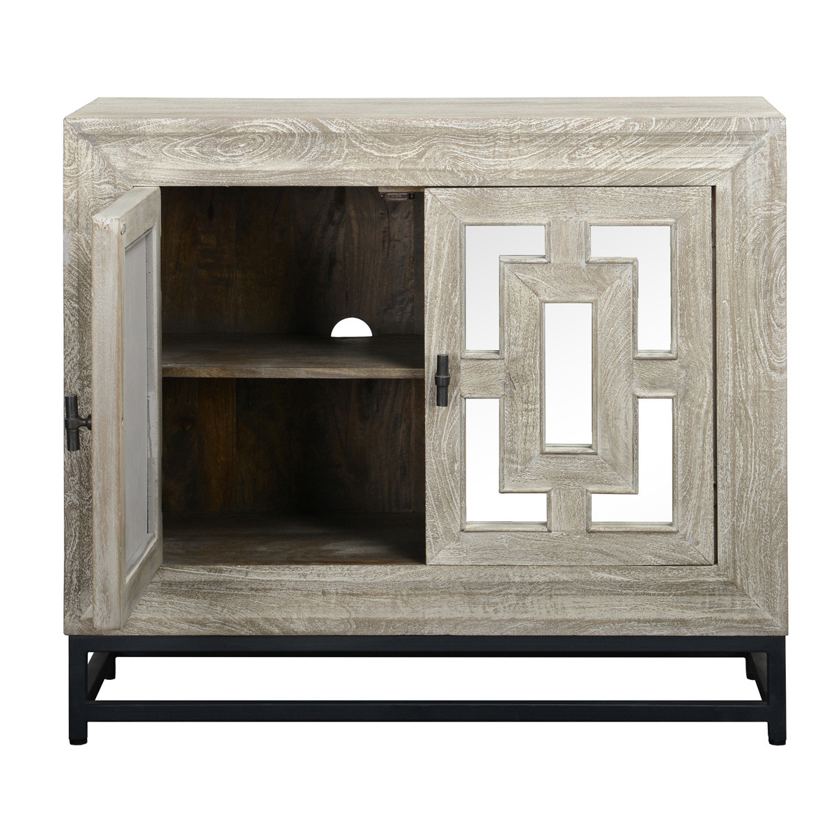 Artemis Wood 2-Door Cabinet w/Mirrored Doors