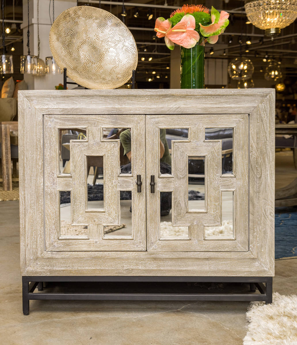 Artemis Wood 2-Door Cabinet w/Mirrored Doors