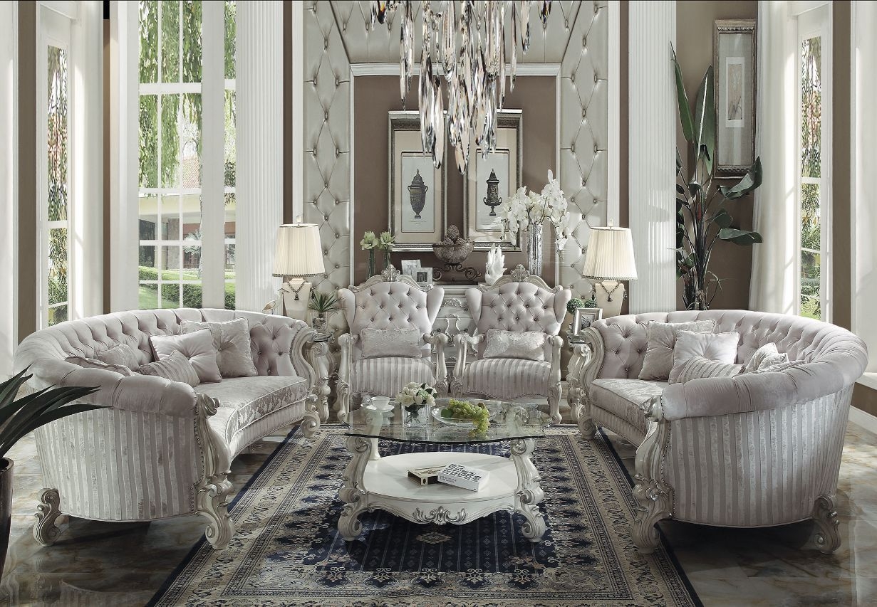 Versailles Oval Velvet Living Room Set