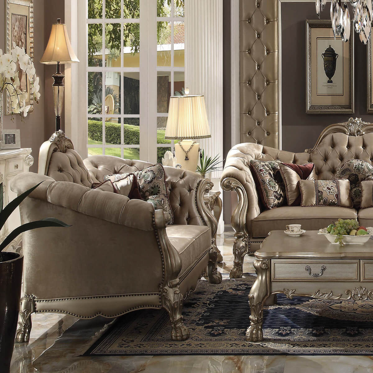 Bone Velvet And Gold Patina Sofa Victorian Traditional