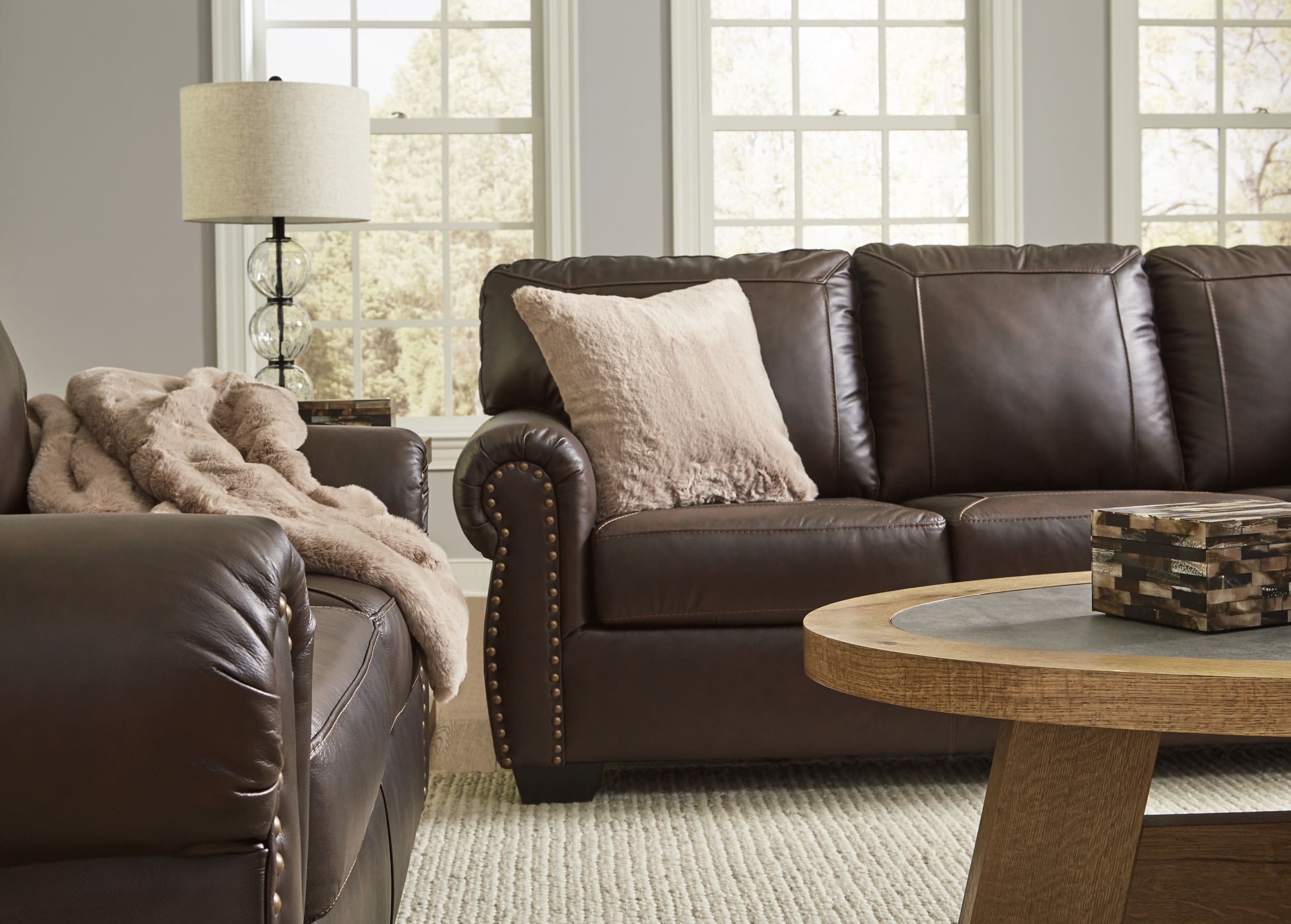 Colleton Leather Sofa And Chair Half