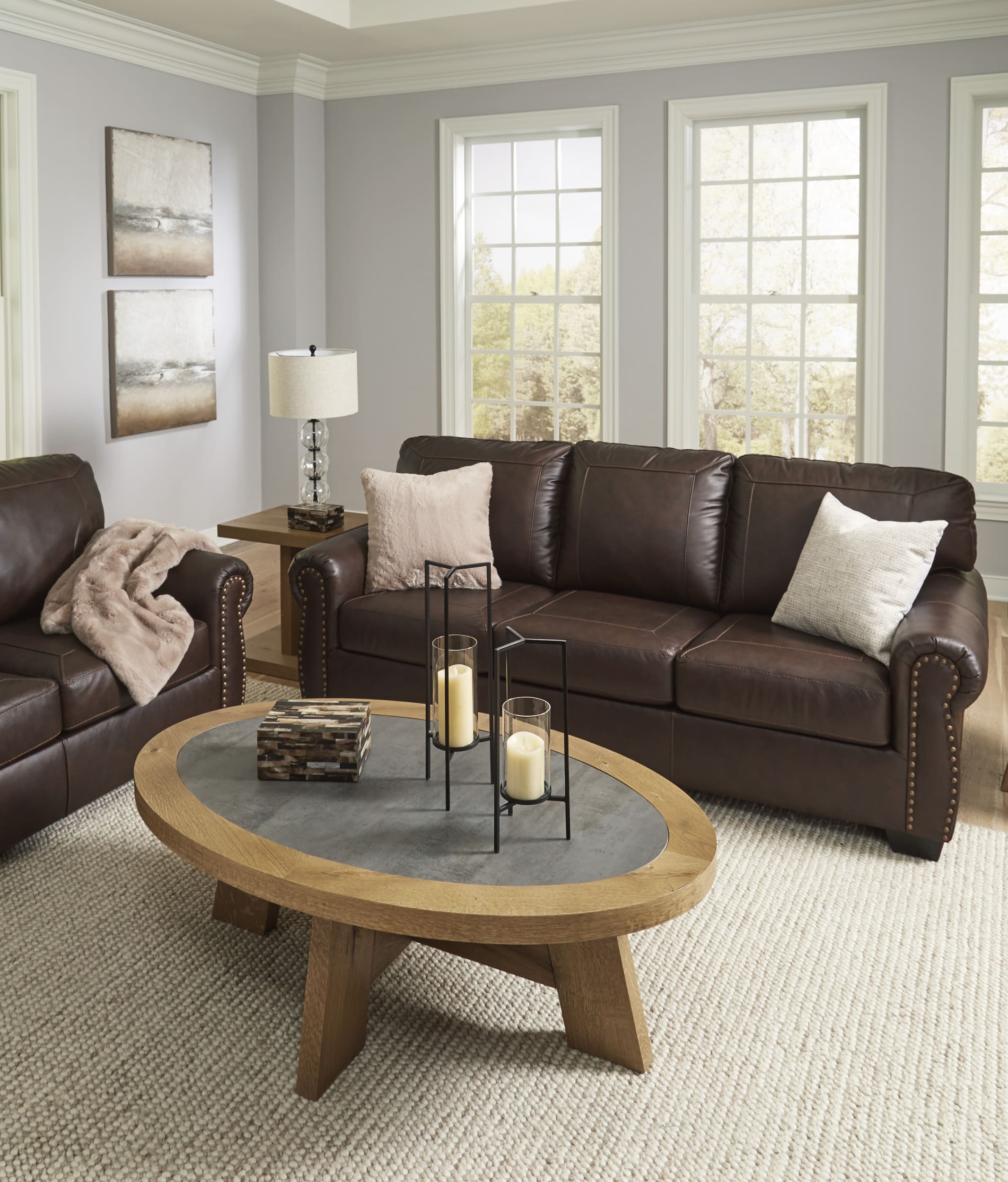 Colleton Leather Sofa And Center Table