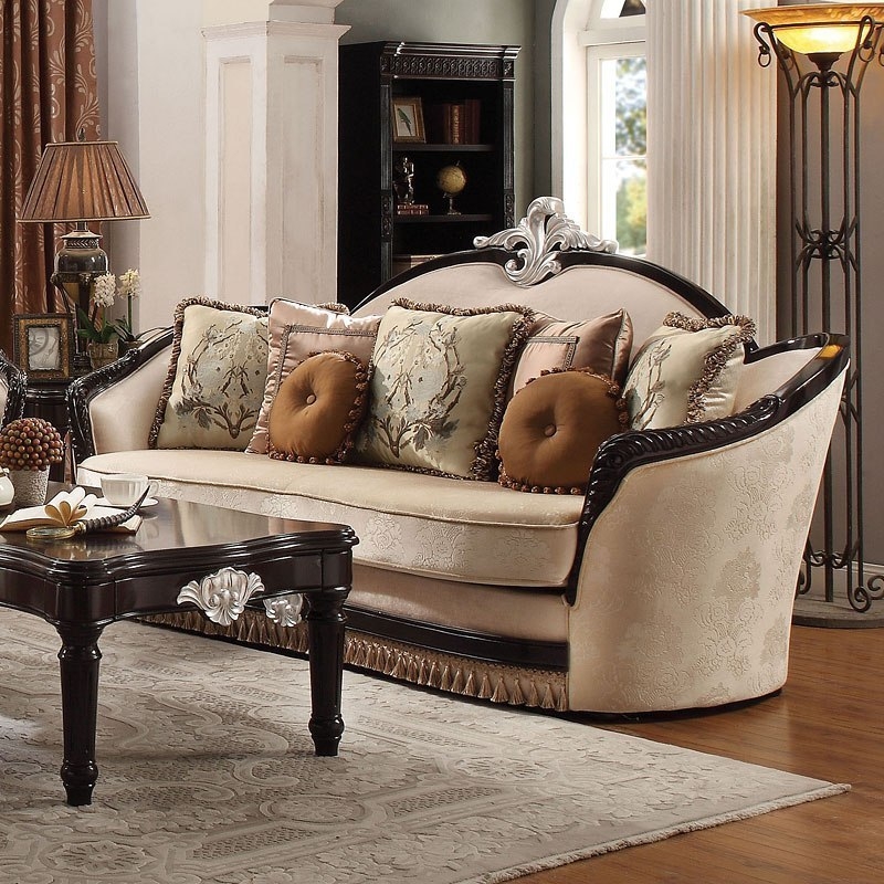 Ernestine Fabric/Wood Living Room Set