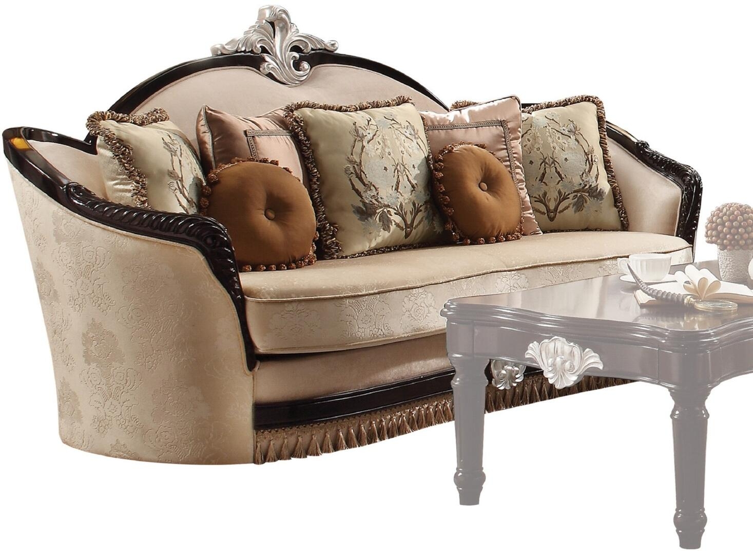 Ernestine Fabric/Wood Living Room Set
