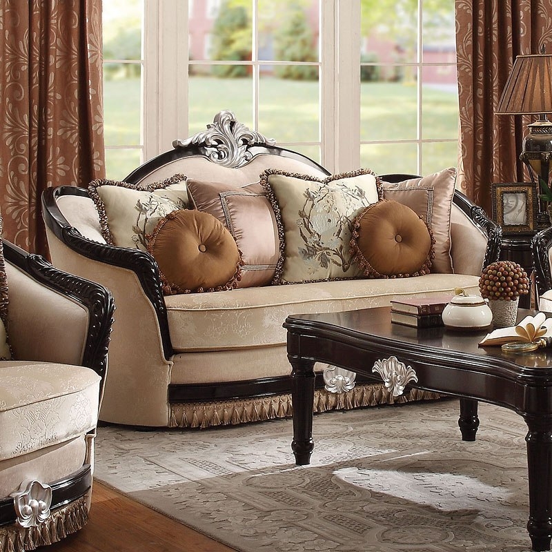 Ernestine Fabric/Wood Living Room Set