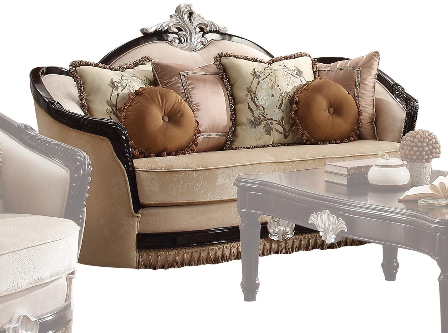 Ernestine Fabric/Wood Living Room Set