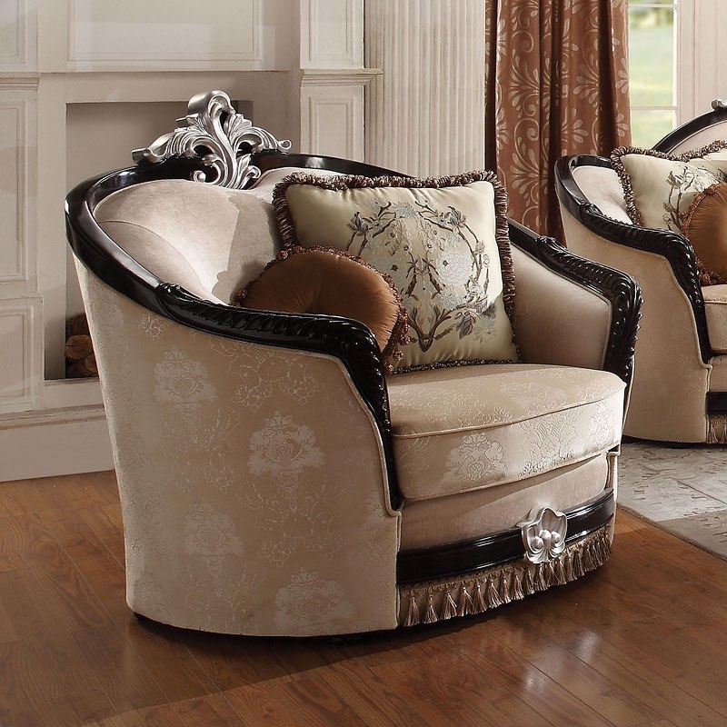 Ernestine Fabric/Wood Living Room Set