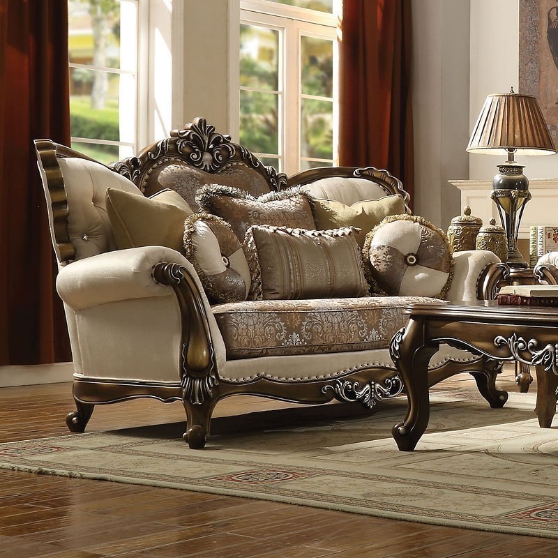 Latisha Polyester Fabric/Wood Loveseat