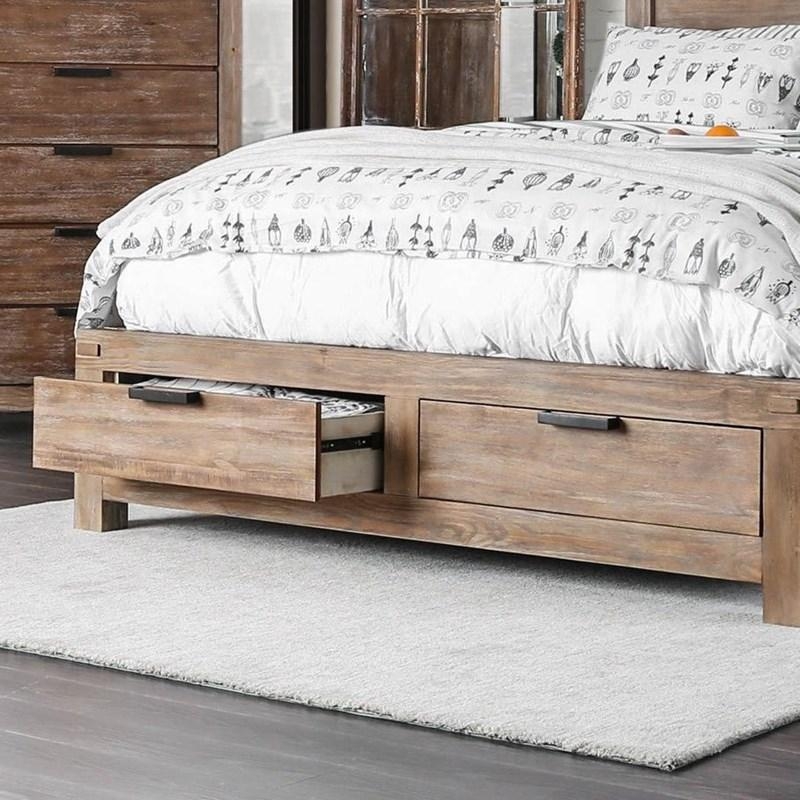 Wynton Wood Storage Platform Bed w/USB Charger, California King Size