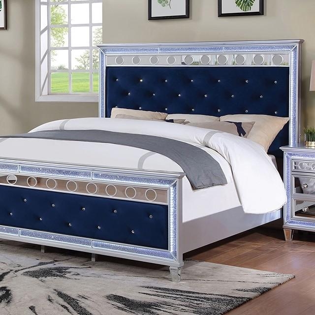 Mairead Fabric/Wood Tufted Panel Bedroom Set w/LED Light