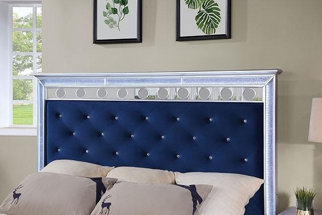 Mairead Fabric/Wood Tufted Panel Bed w/LED Light, King Size