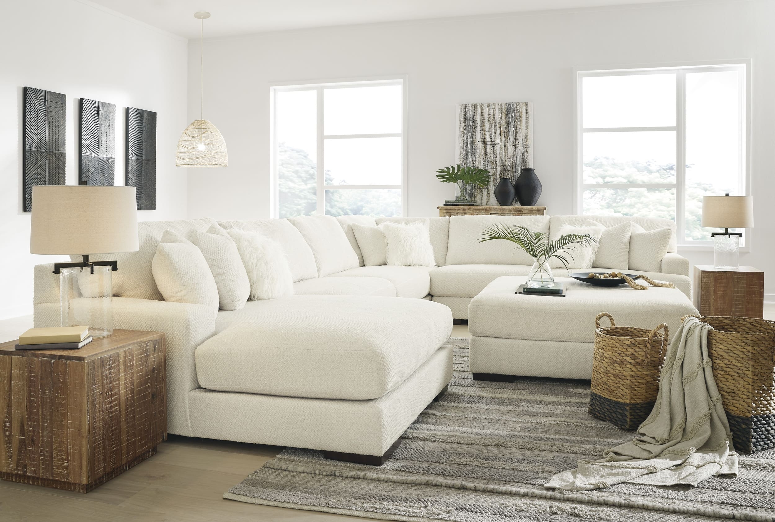 Zada 5-Piece Polyester U-Shaped Sectional Sofa w/Left Arm Chaise Facing