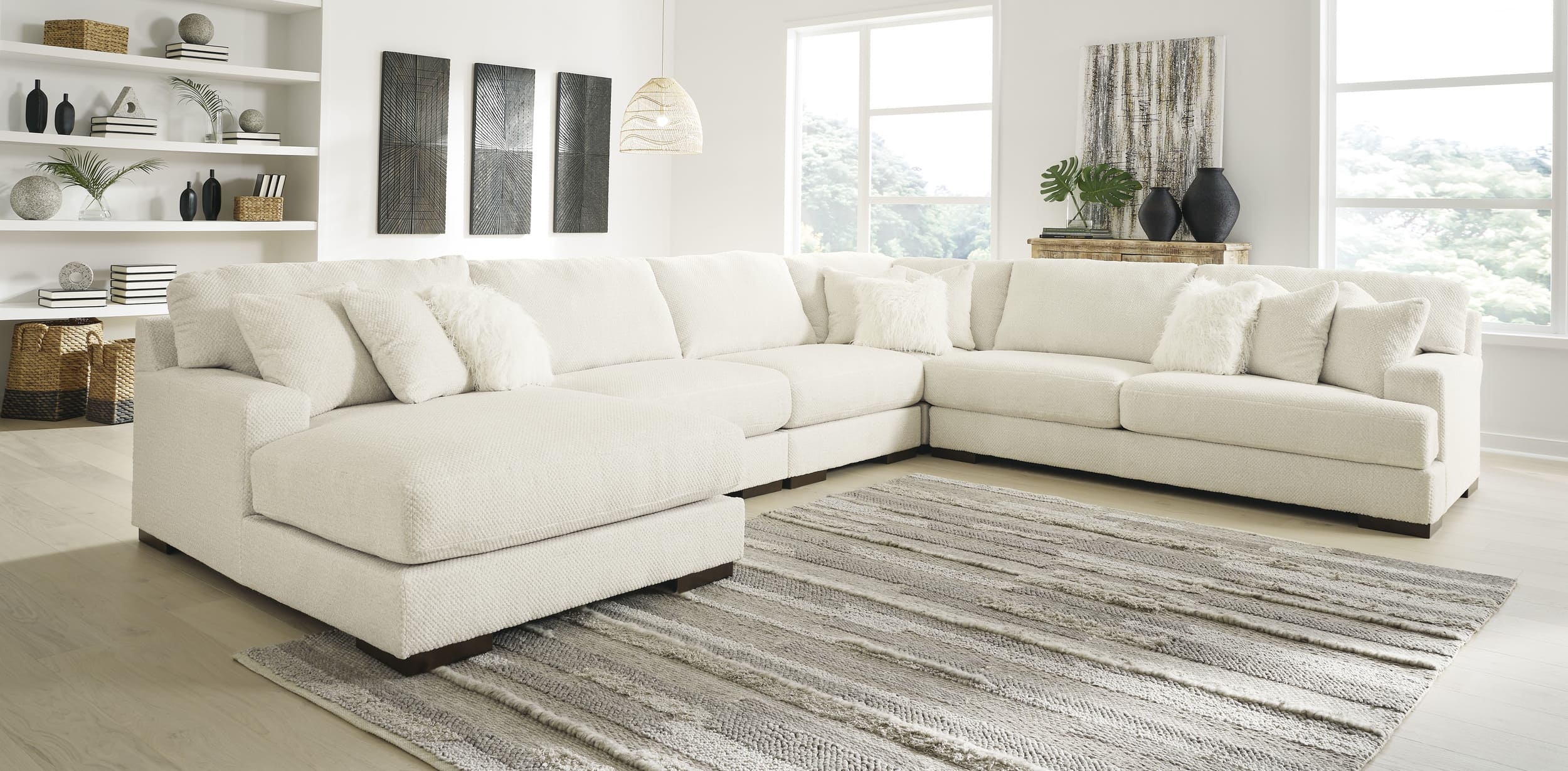 Zada 5-Piece Polyester U-Shaped Sectional Sofa w/Left Arm Chaise Facing