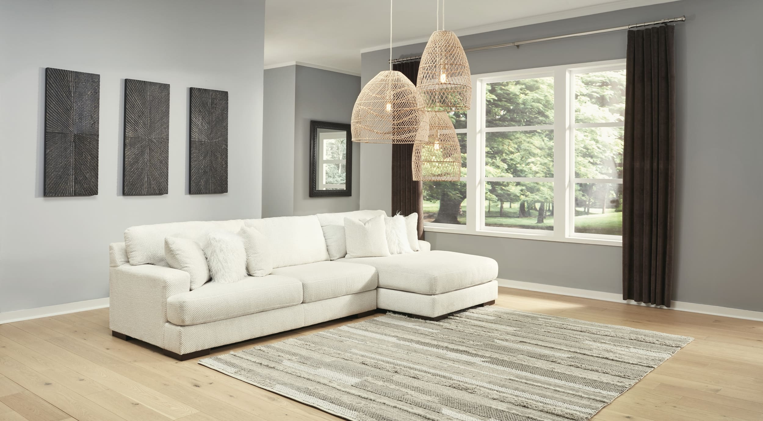 Zada 2-Piece Polyester L-Shaped Sectional Sofa w/Right Arm Chaise Facing