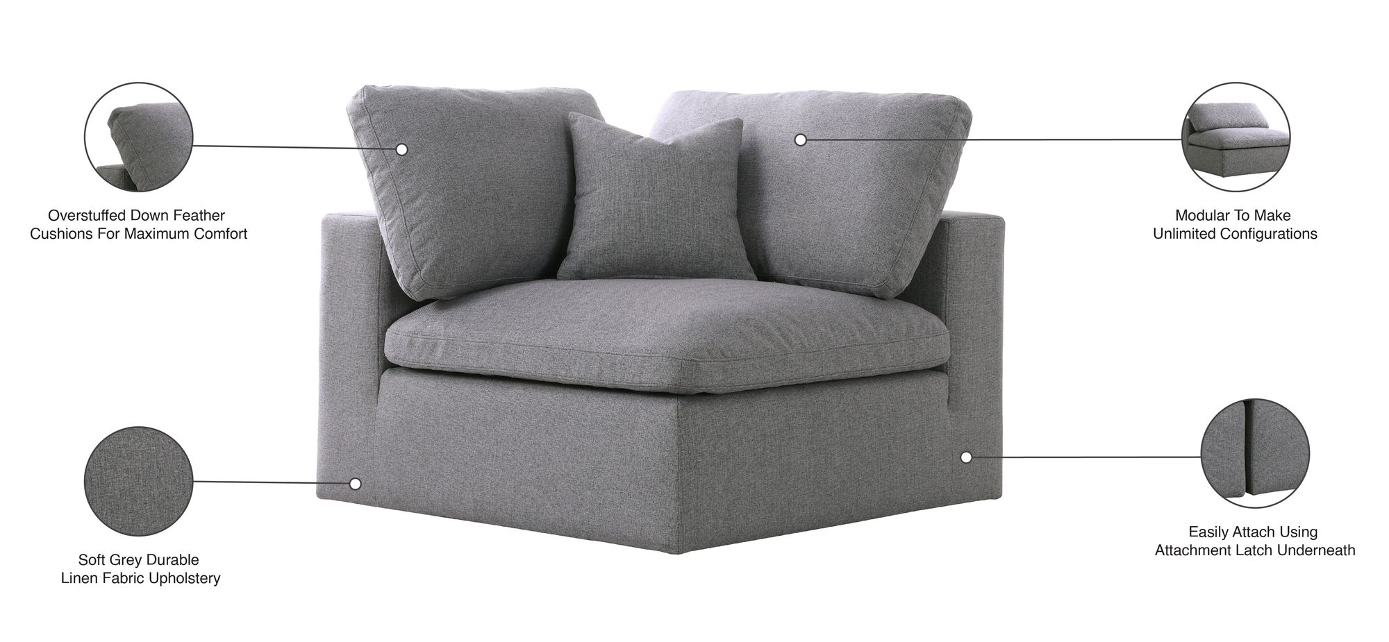 Serene Linen Fabric Deluxe Comfort Corner Chair