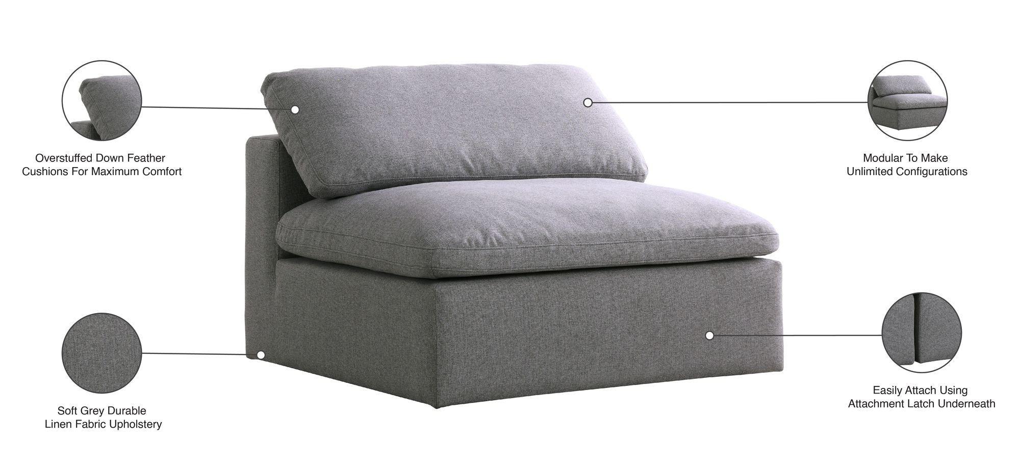 Serene Linen Fabric Deluxe Comfort Armless Chair