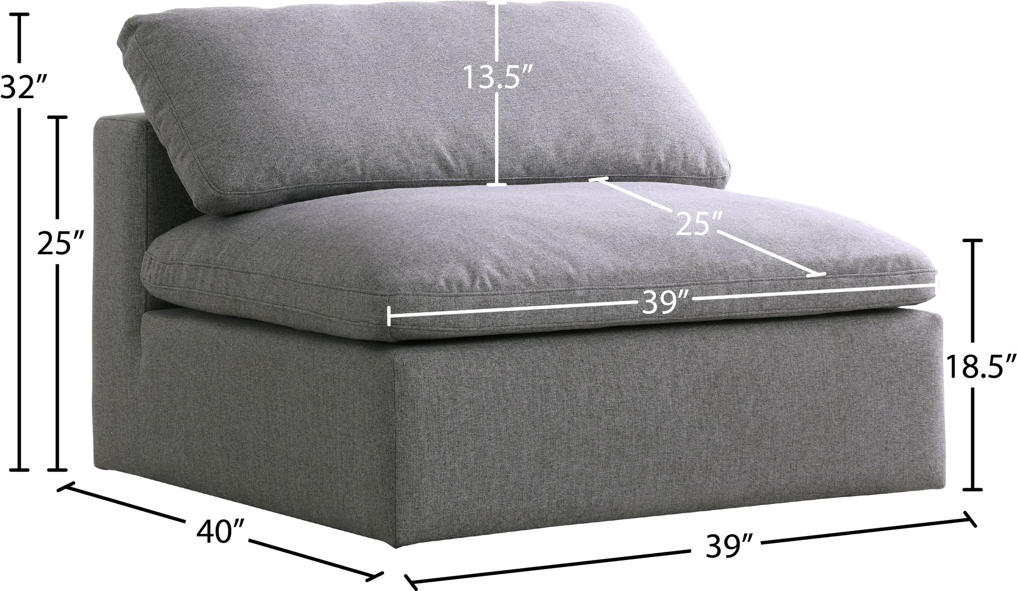 Serene Linen Fabric Deluxe Comfort Armless Chair
