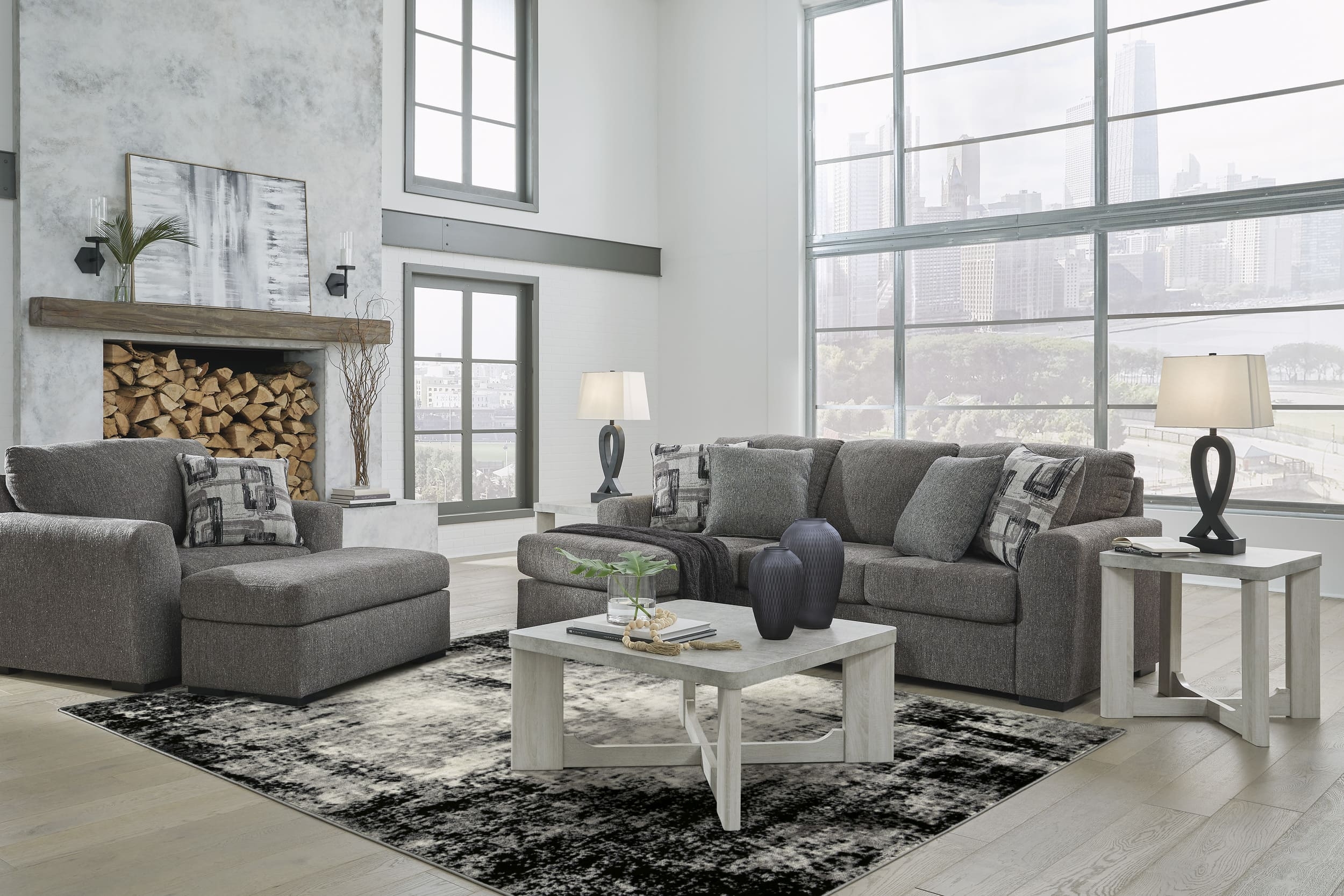 Gardiner Polyester L-Shaped Sectional Sofa w/Left Arm Chaise Facing