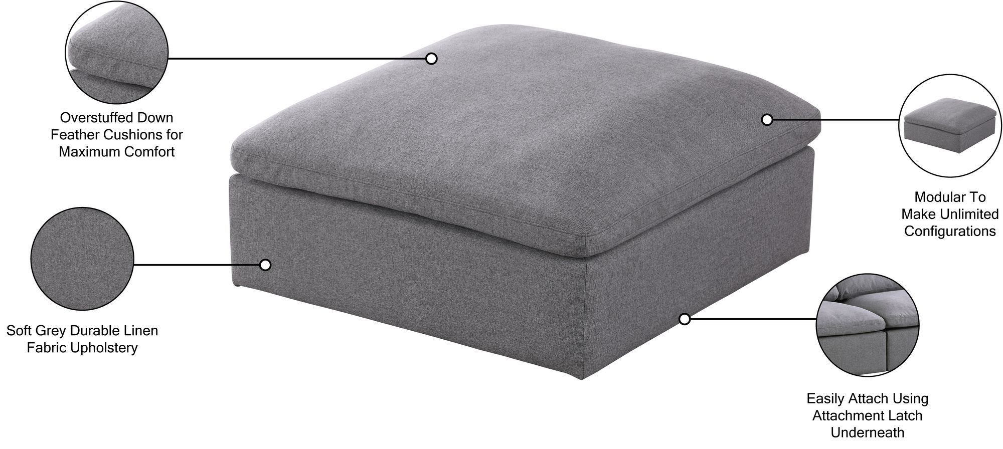 Serene Linen Fabric Deluxe Comfort Ottoman