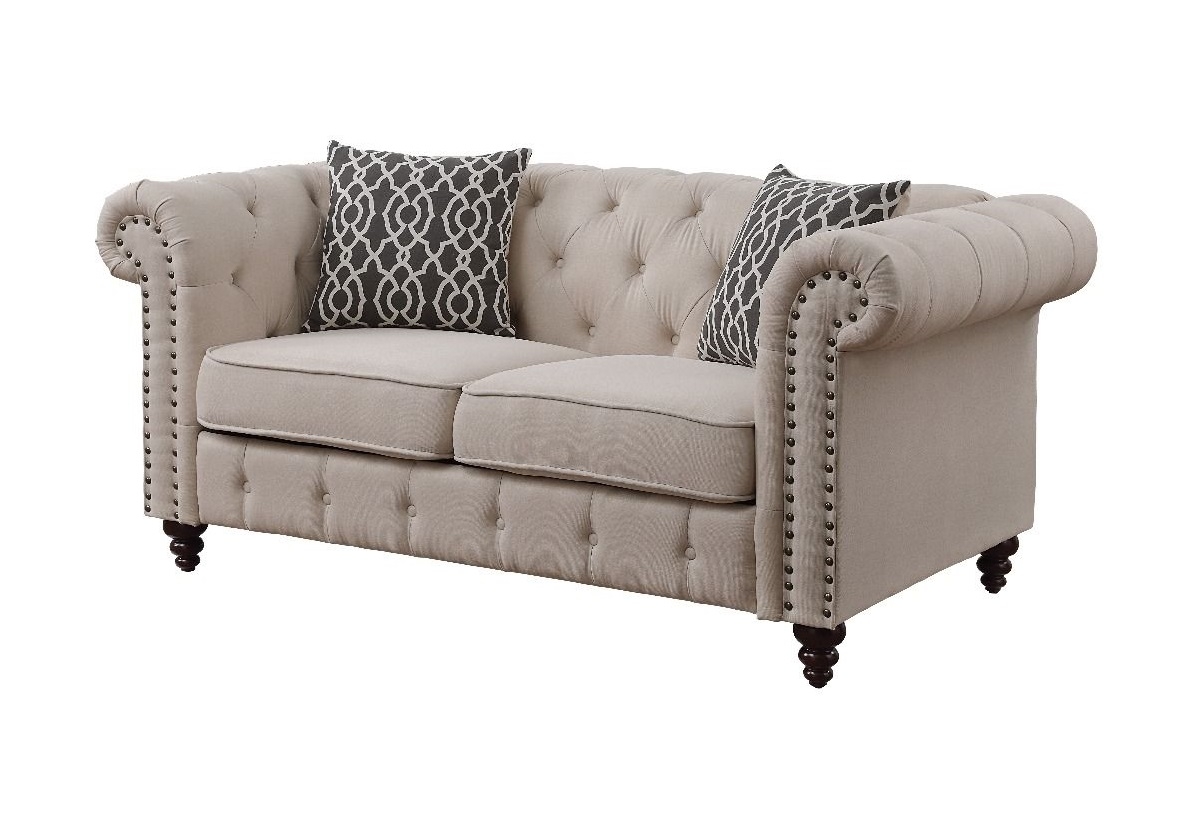Aurelia Fabric Linen Tufted Loveseat