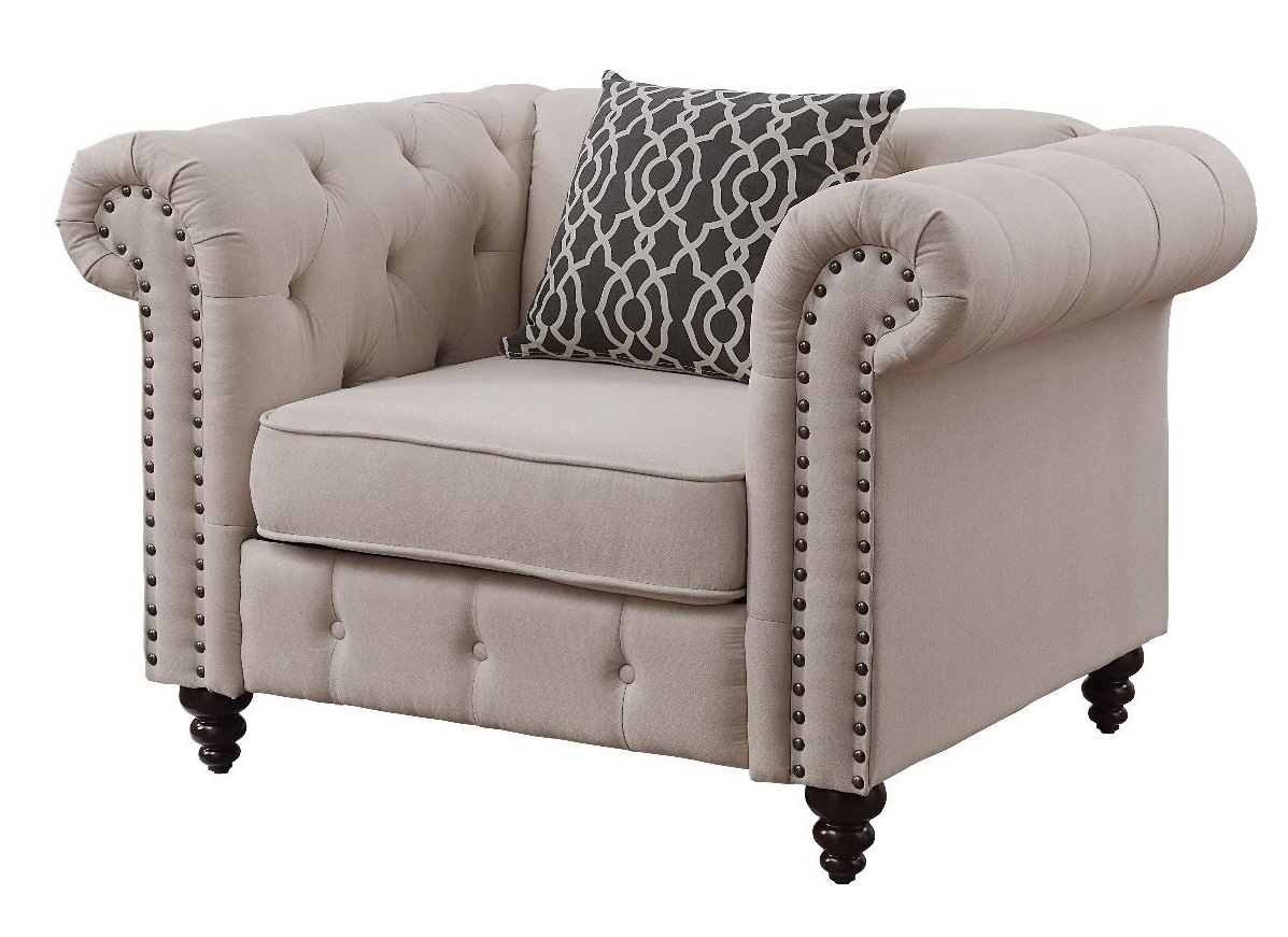 Aurelia Fabric Linen Tufted Chair
