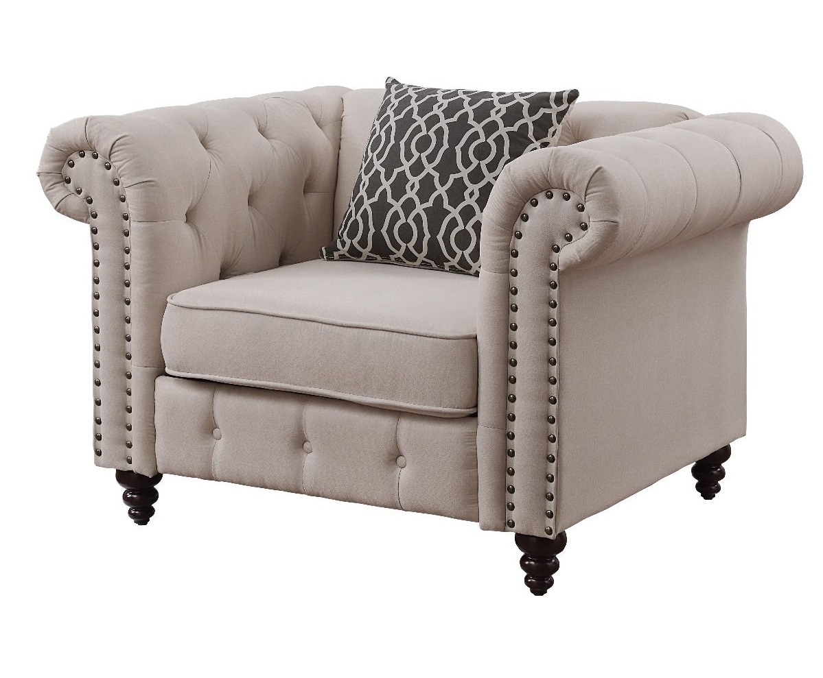 Aurelia Fabric Linen Tufted Living Room Set