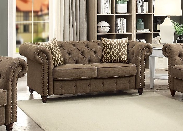 Aurelia Fabric Linen Tufted Loveseat