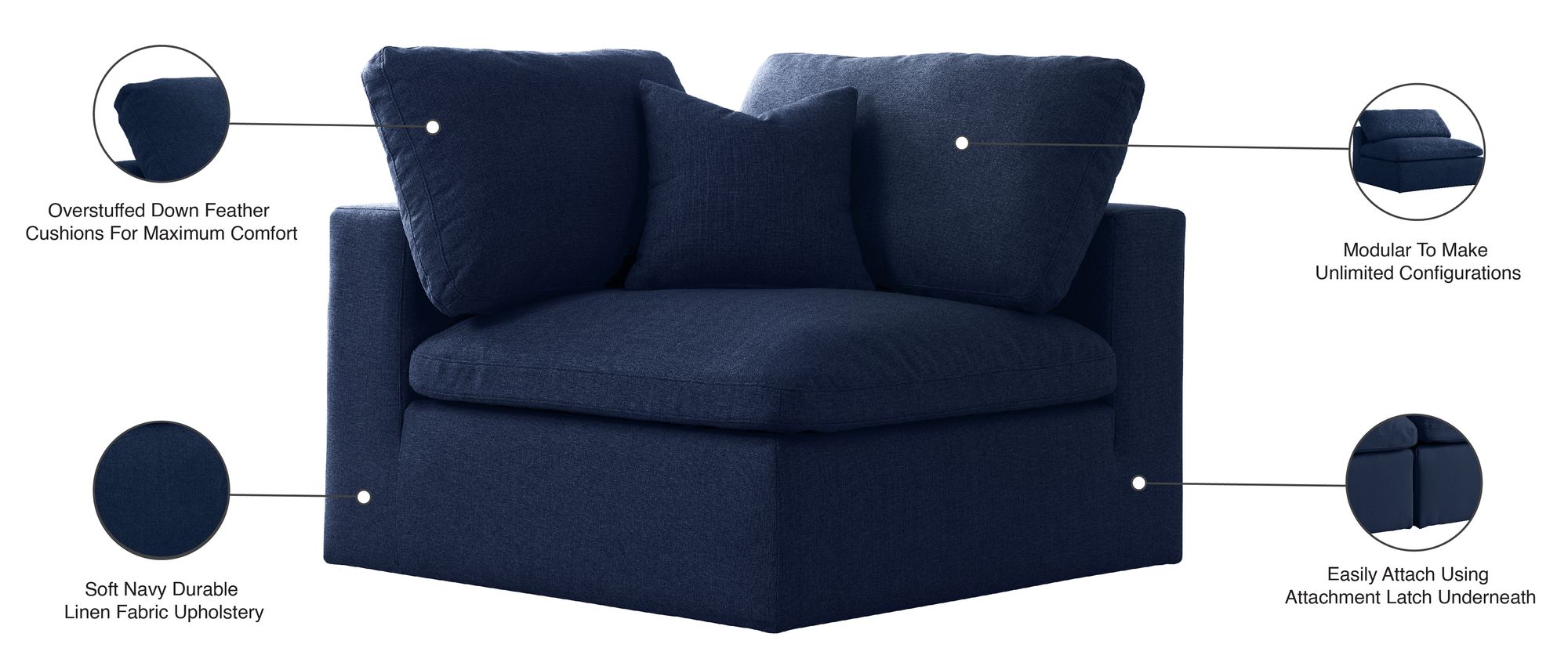 Serene Linen Fabric Deluxe Comfort Corner Chair