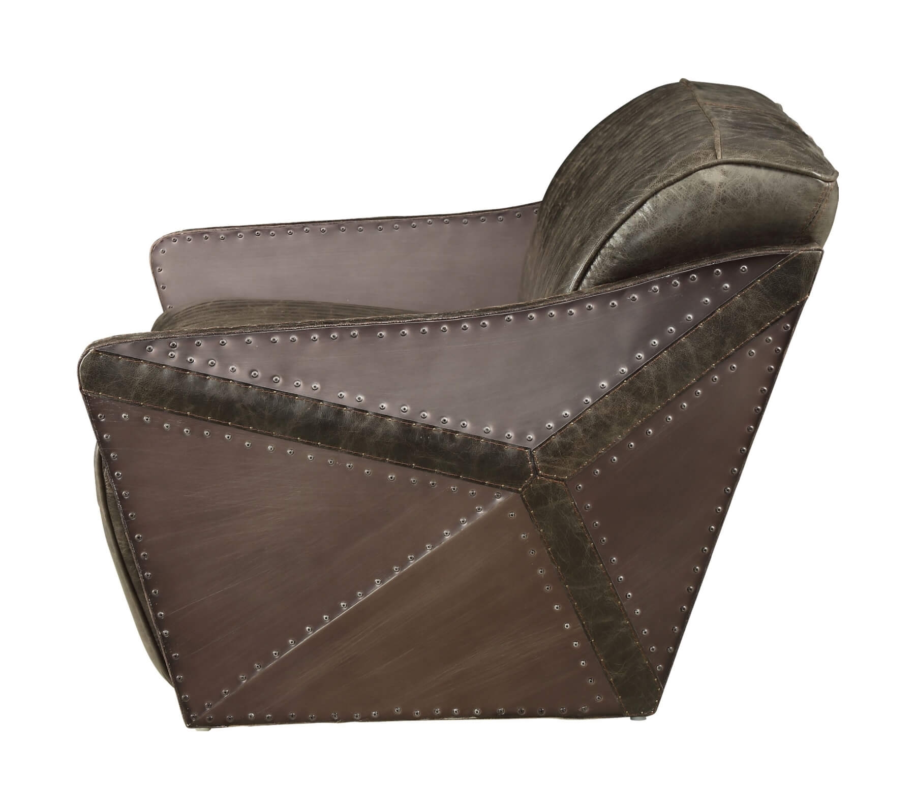 Winchester Distress Top Grain Leather/Aluminum Loveseat