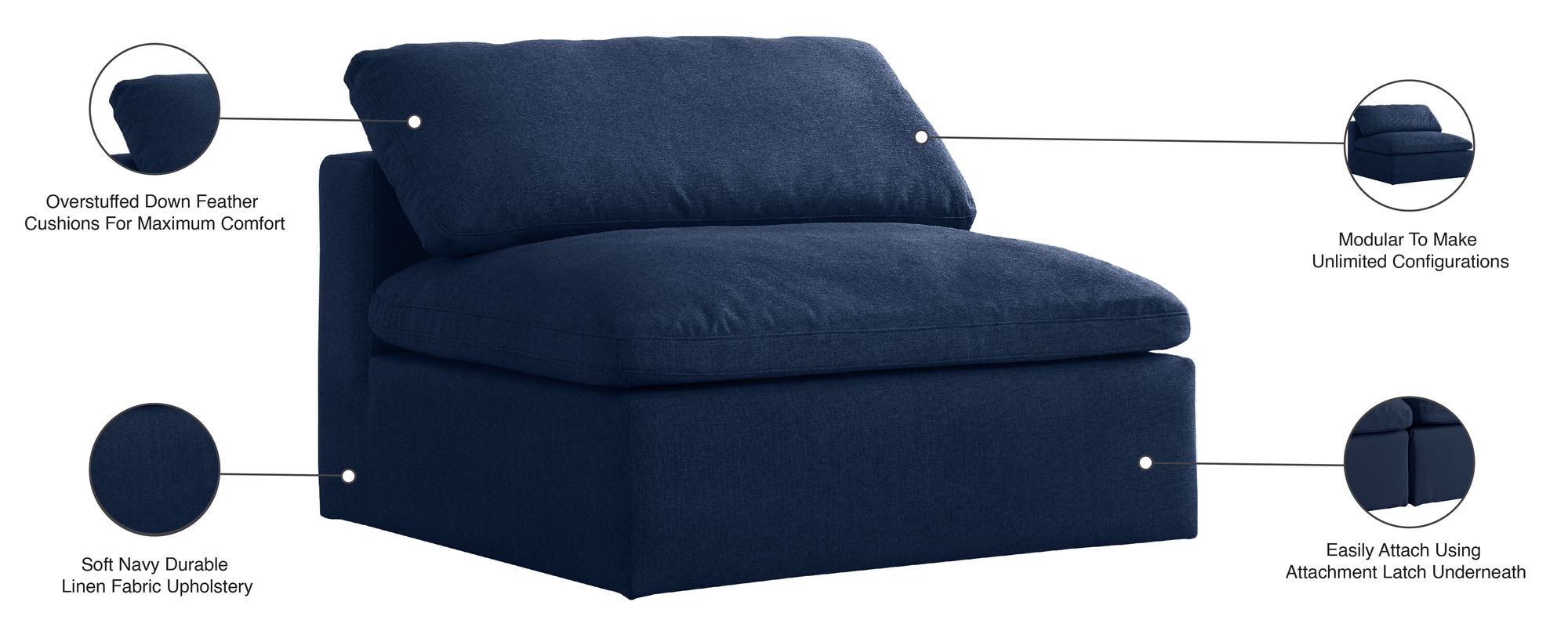 Serene Linen Fabric Deluxe Comfort Armless Chair