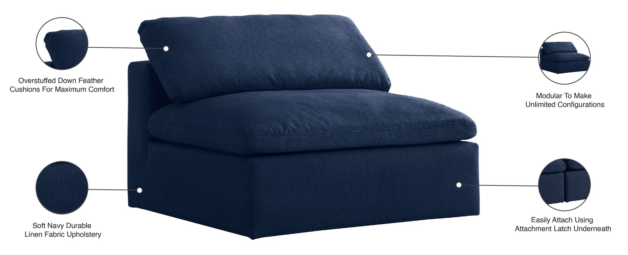 Serene Linen Fabric Deluxe Comfort Armless Chair
