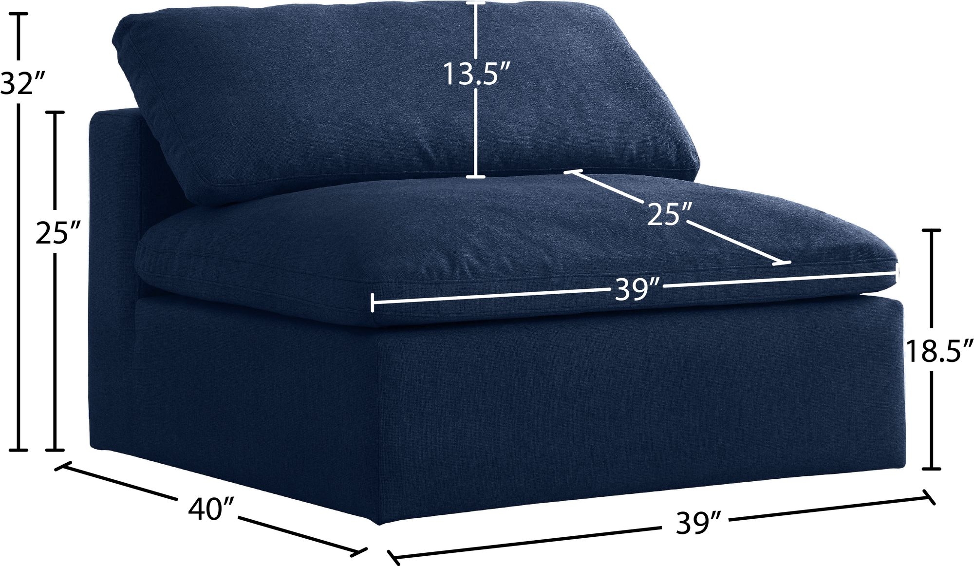 Serene Linen Fabric Deluxe Comfort Armless Chair