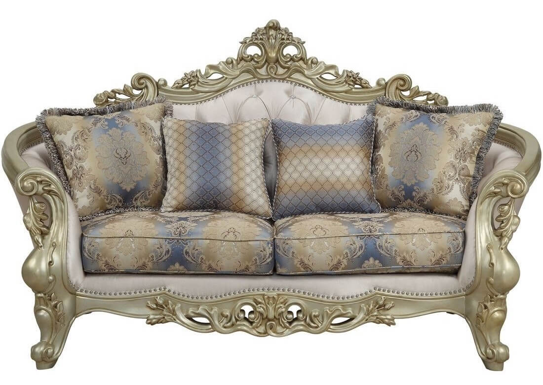 Mitcheldean Rolled Arm Loveseat in Golden Ivory