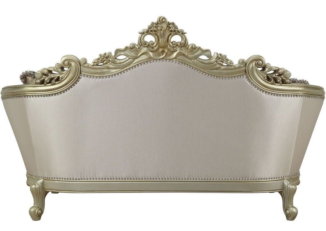 Acme Gorsedd Loveseat with 4 Pillows in Cream Fabric