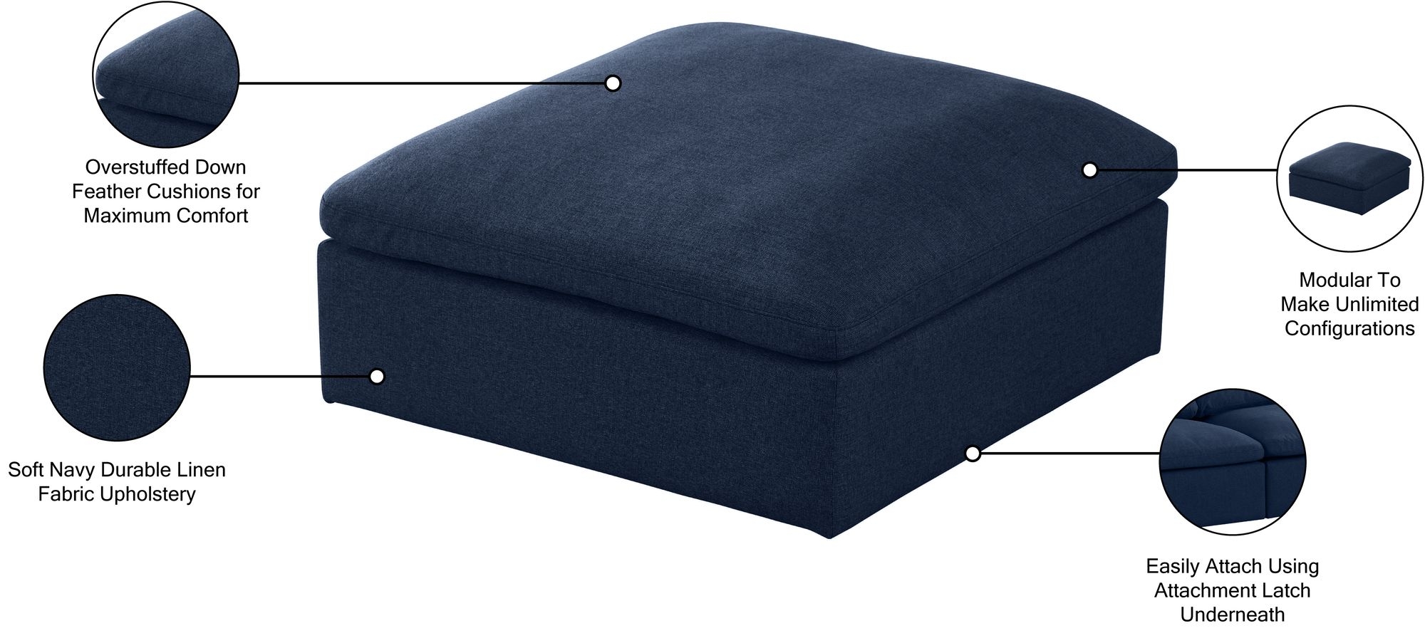 Serene Linen Fabric Deluxe Comfort Ottoman