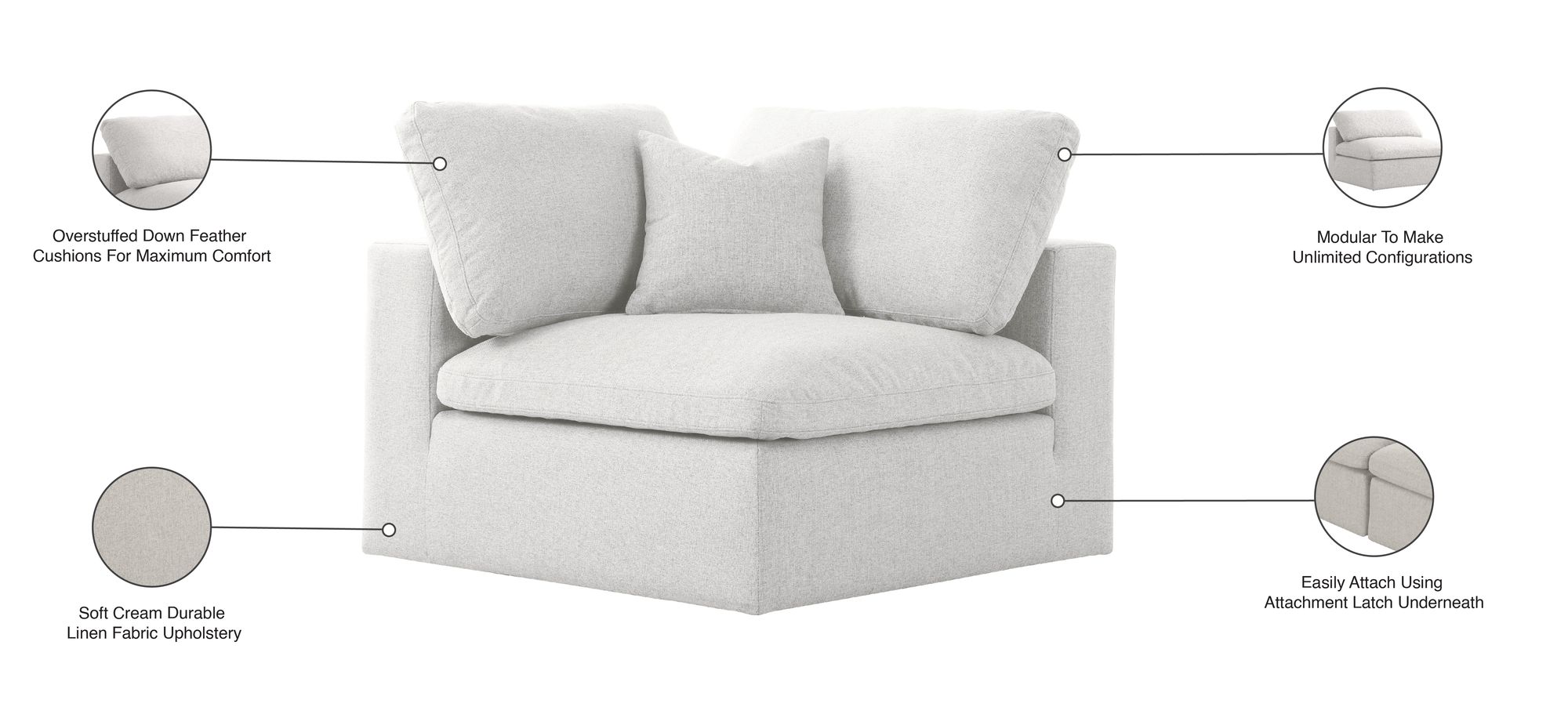 Serene Linen Fabric Deluxe Comfort Corner Chair