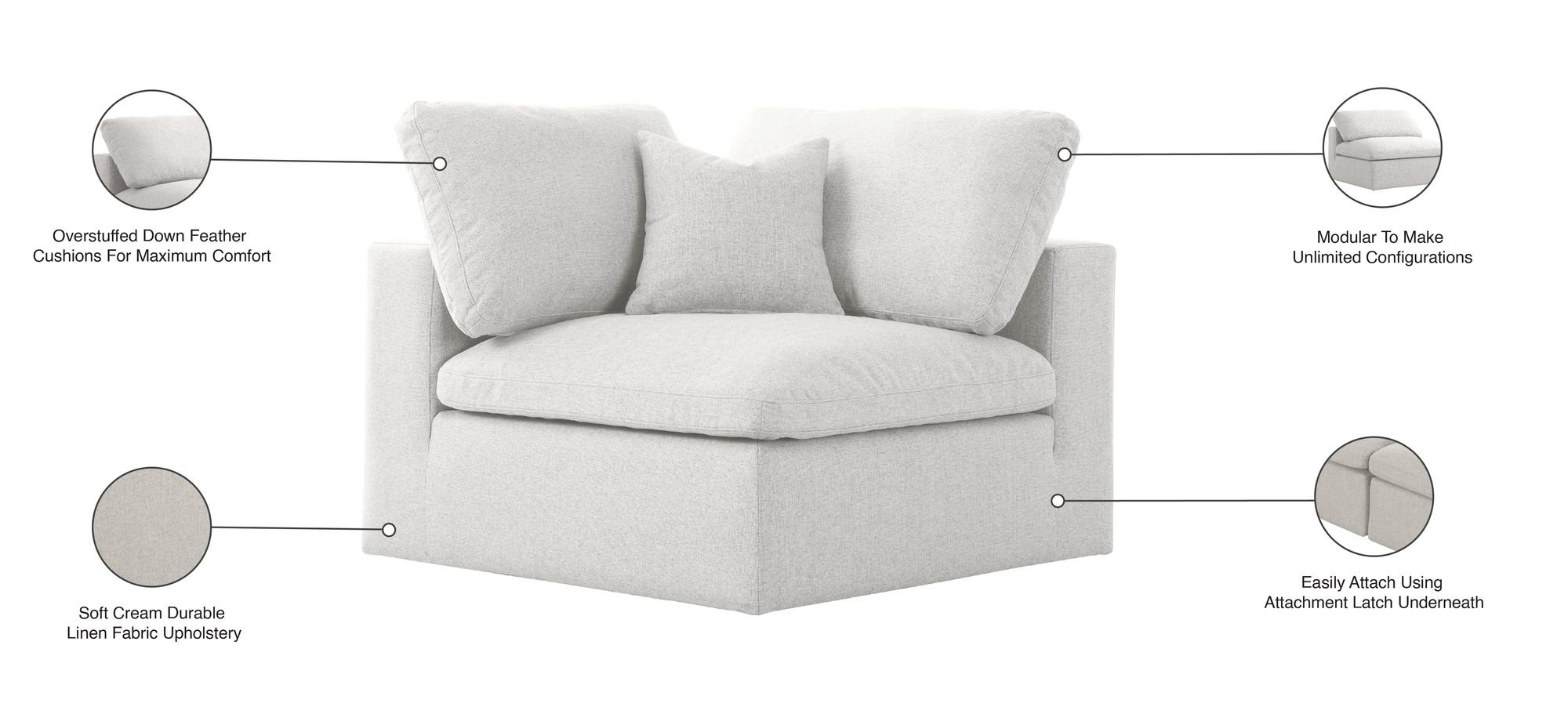 Serene Linen Fabric Deluxe Comfort Corner Chair