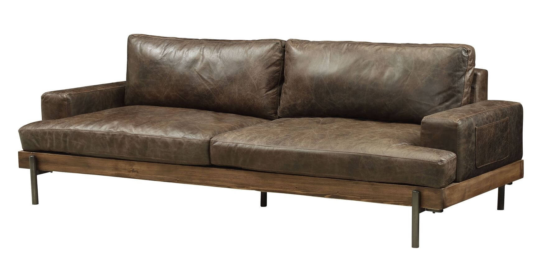 Silchester 2 Piece Leather Sofa Set in Oak and Distress Chocolate