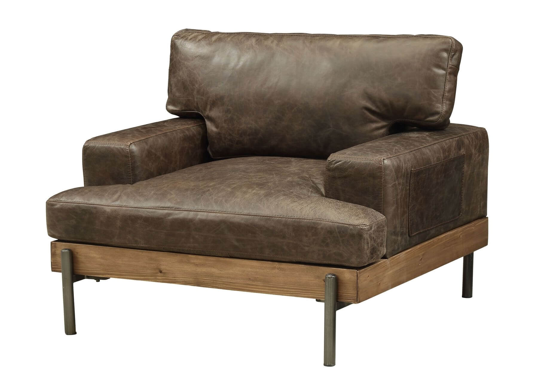Silchester Top Grain Leather Chair, Oak and Distress Chocolate