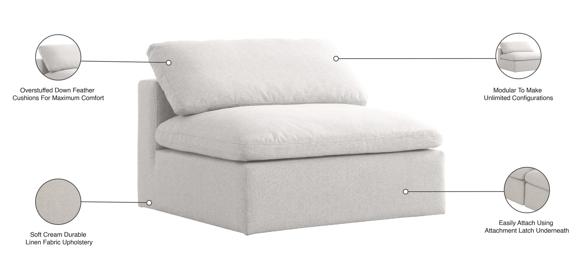 Serene Linen Fabric Deluxe Comfort Armless Chair