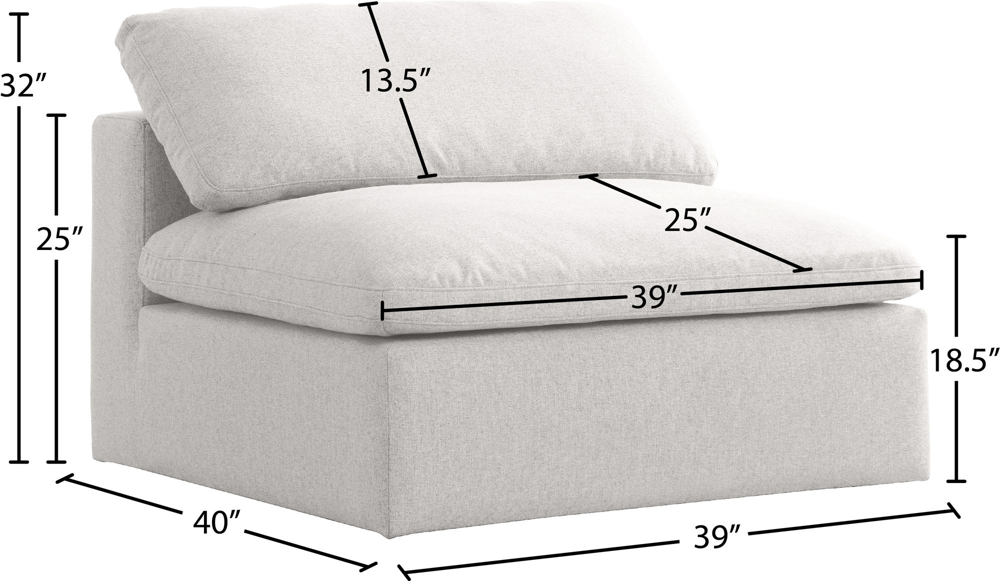 Serene Linen Fabric Deluxe Comfort Armless Chair