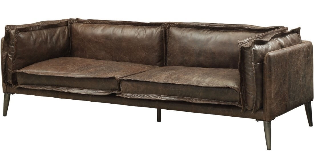 Porchester Distress Top Grain Leather Living Room Set